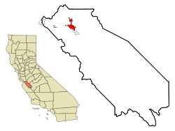 San Benito County California Incorporated and Unincorporated areas Hollister Highlighted